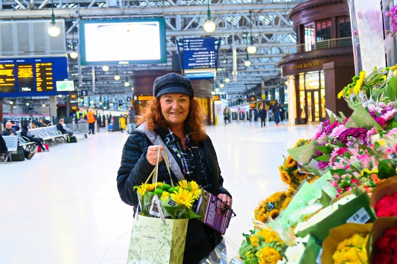 Janet at Central Train Station, Glasgow, Scotland